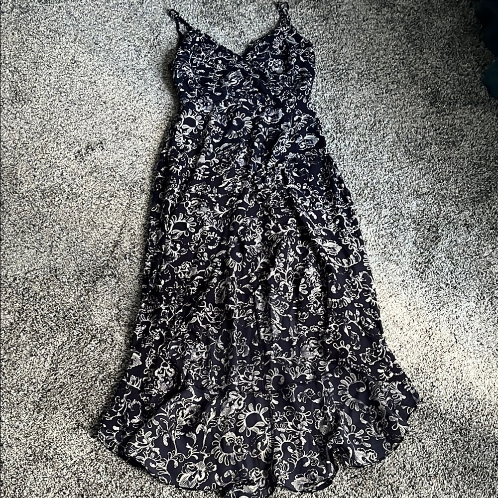 Elegant Black and White Floral Dress